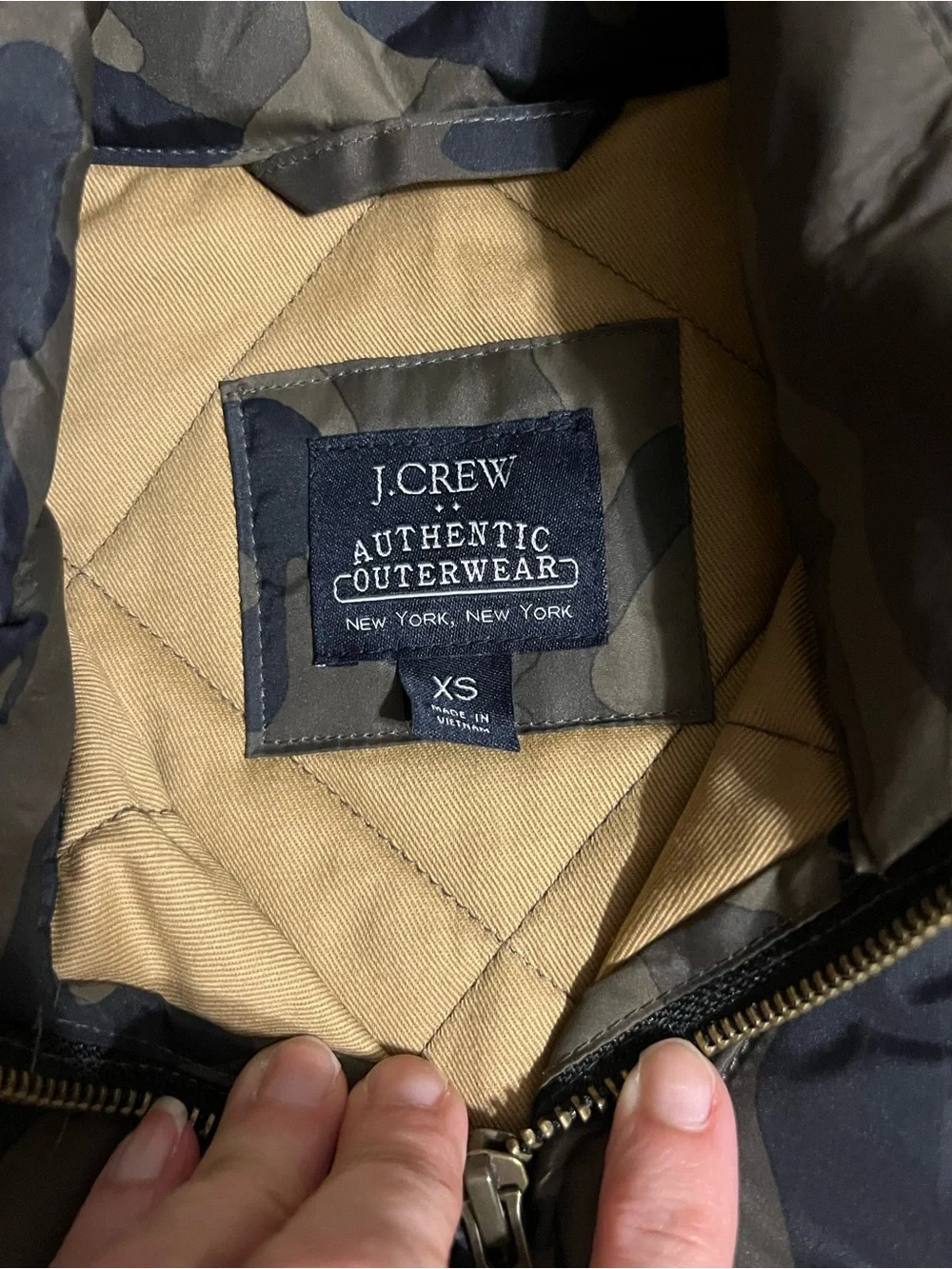 J. Crew Quilted Camo Vest in Black and Gray